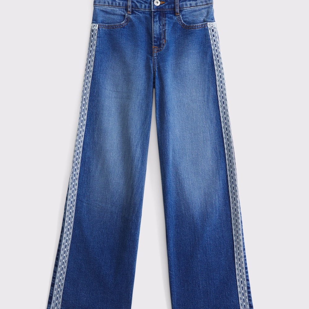 Abercrombie Kids Denim Jeans, Wide Leg with Lace Detail